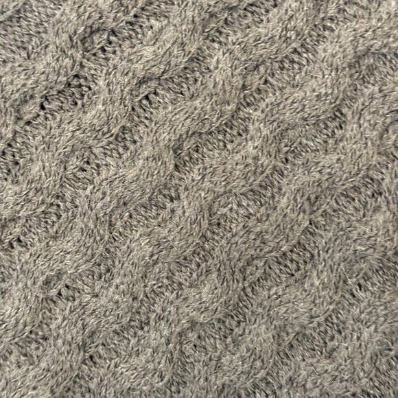 Gray Sweater Poncho With Cowl Neck & Fringe - Picture 6 of 7